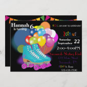 スケートで滑る誕生日パーティーへの招待 招待状 (正面/裏面)