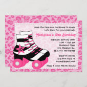 スケートで滑る誕生日パーティー 招待状 (正面/裏面)