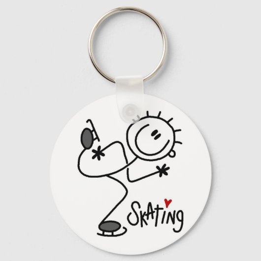 スケートで滑るTシャツとギフトが大好き キーホルダー (正面)