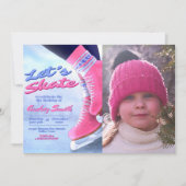 スケートに来て - 写真付きのウィンタースケートパーティ 招待状 (正面)