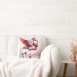 スケートのクリスマスフラミンゴ クッション