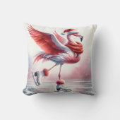 スケートのクリスマスフラミンゴ クッション (正面)