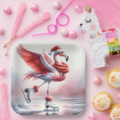 スケートのクリスマスフラミンゴ ペーパープレート (パーティー)