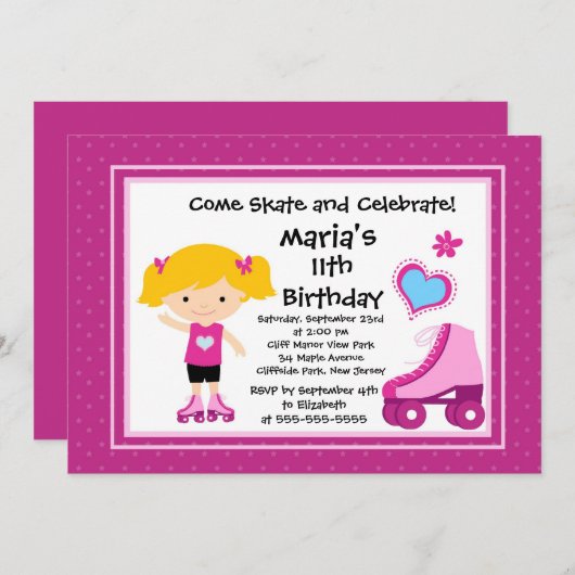 スケートのスケートボードのパーティーの誕生日の招待状 招待状 (正面/裏面)