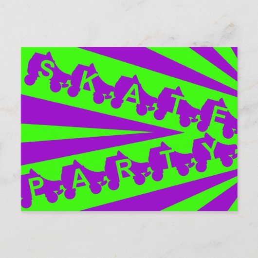 スケートのパーティー: レトロ80s インビテーションポストカード (正面)