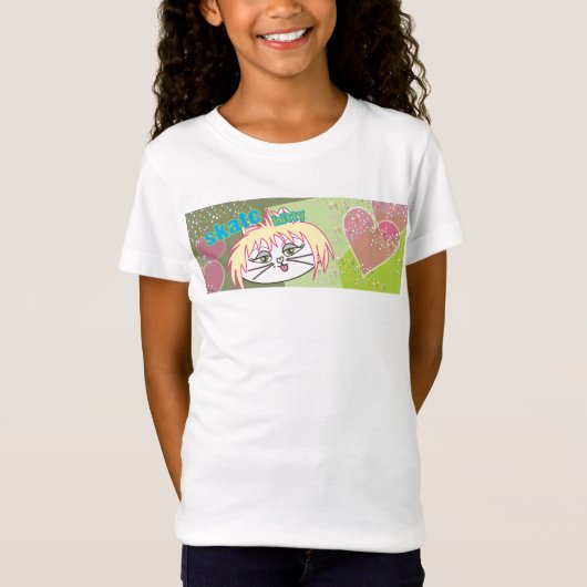 スケートの子猫愛 Tシャツ (正面)
