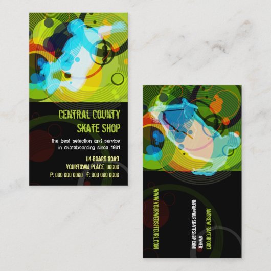 スケートの店のPopArtの名刺 名刺 (正面/裏面)