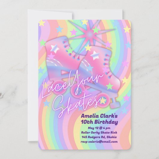 スケートの誕生日パーティーをレースする 招待状 (正面)
