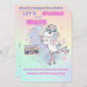 スケートの誕生日パーティー招待状　表＆裏印刷 招待状 (正面/裏面)