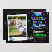 スケートの誕生日招待状 ローラーパーティーの招待状 招待状 (正面/裏面)