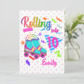 スケートの誕生日 ローリング マッチング バースデー ガール 招待状 (スタンド正面)