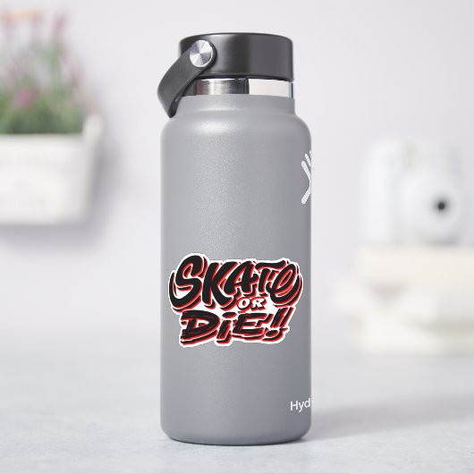 スケートまたはダイレッド、4インチキスカットビニールシール シール (HydroFlask)