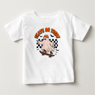 スケートまたはトリート幽霊ハロウィーン ベビーTシャツ