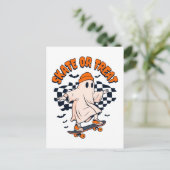 スケートまたはトリート幽霊ハロウィーン ポストカード (スタンド正面)