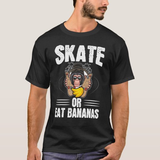 スケートまたはバナナチンパンジーChimp Monkey Apeスケート Tシャツ (正面)