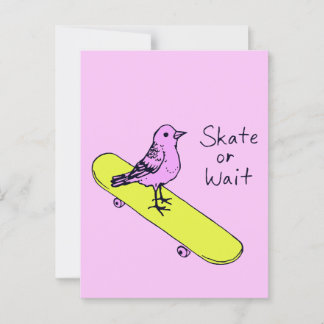 スケートまたは待ちおもしろい- Bird Skateboardはがき ポストカード