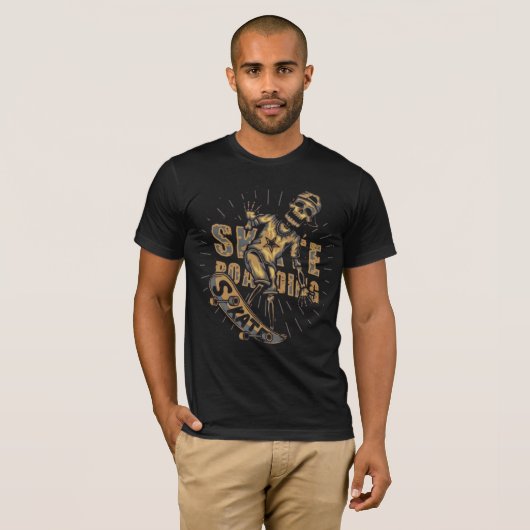 スケートまたは減衰度 – ヴィンテージスケルトンT型 Tシャツ (正面フル)