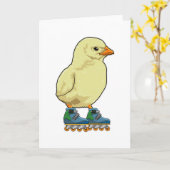 スケートを履いたインラインスケーターの女の子 カード (黄色い花)