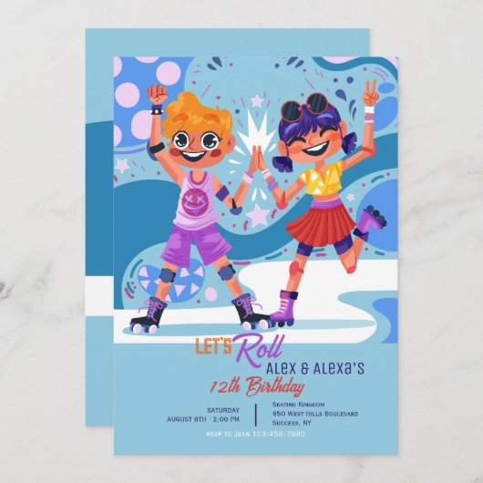 スケートを履く子供たち 招待状 (正面/裏面)