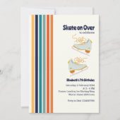 スケートオンオーバーアイススケートで滑るレトロ誕生日 招待状 (正面)