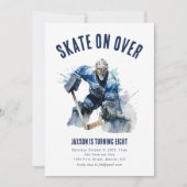 スケートオンオーバーアイスホッケー誕生日招待状ゴアリー 招待状 (正面)