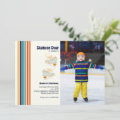 スケートオンオーバー氷スケートで滑るレトロ誕生日写真 招待状 (スタンド正面)