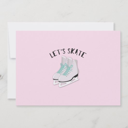 スケートガールズピンクアイススケートで滑る誕生日写真 招待状 (裏面)