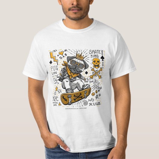 スケートキングパグ Tシャツ (正面)