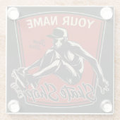 スケートショップグラブパーソナライズされたトリックスケートボード ガラスコースター (裏面)