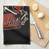 スケートショップグラブパーソナライズされたトリックスケートボード キッチンタオル (四つ折り)