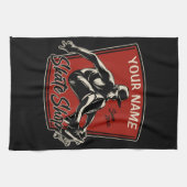 スケートショップグラブパーソナライズされたトリックスケートボード キッチンタオル (横)