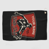 スケートショップグラブパーソナライズされたトリックスケートボード ゴルフタオル (横)