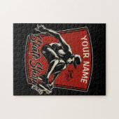 スケートショップグラブパーソナライズされたトリックスケートボード ジグソーパズル (横)