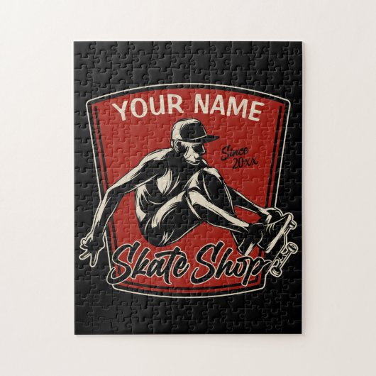 スケートショップグラブパーソナライズされたトリックスケートボード ジグソーパズル (縦)
