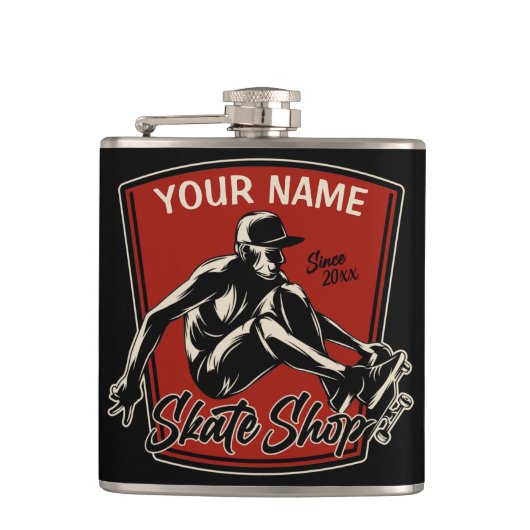 スケートショップグラブパーソナライズされたトリックスケートボード フラスク (正面)