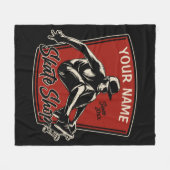 スケートショップグラブパーソナライズされたトリックスケートボード フリースブランケット (正面(横))