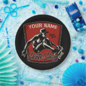 スケートショップグラブパーソナライズされたトリックスケートボード ペーパープレート (パーティー)