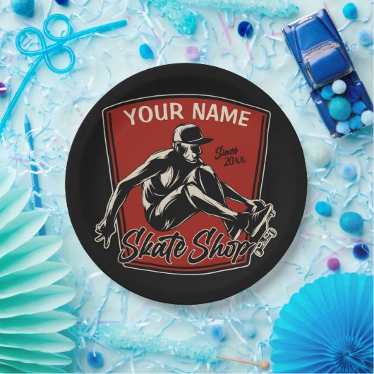 スケートショップグラブパーソナライズされたトリックスケートボード ペーパープレート (パーティー)