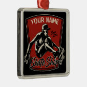 スケートショップグラブパーソナライズされたトリックスケートボード メタルオーナメント (右)