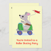 スケートスクーターのマウスローラースケートパーティー 招待状 (正面/裏面)