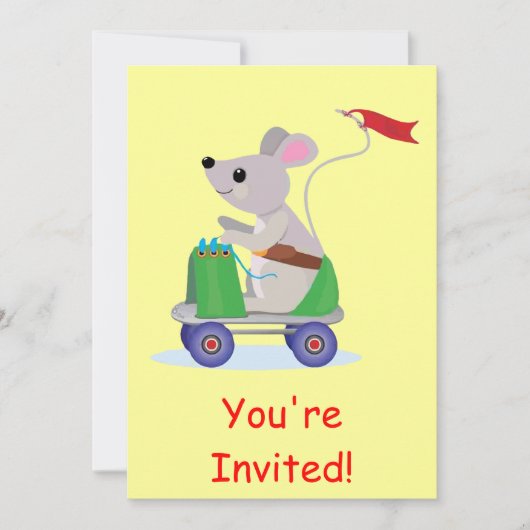 スケートスクーターのマウス招待状 招待状 (正面)