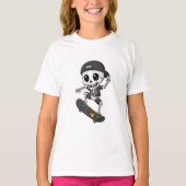スケートスケルトン炎スケートボード子供 Tシャツ (正面)