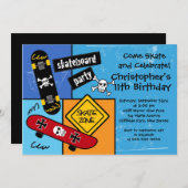 スケートスケートボードパーティー誕生日招待状 招待状 (正面/裏面)