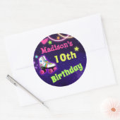 スケートバースデーパーティーのシール付き丸または正方形 ラウンドシール (封筒)