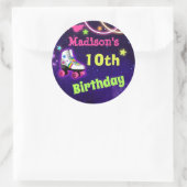 スケートバースデーパーティーのシール付き丸または正方形 ラウンドシール (バッグ)