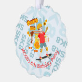 スケートパークおもしろいボーイバースデーパーティー オーナメントカード (左)