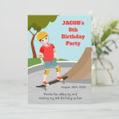 スケートパークおもしろいボーイバースデーパーティー サンキューカード (スタンド正面)