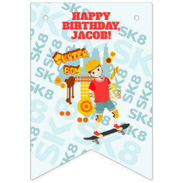 スケートパークおもしろいボーイバースデーパーティー バンティングフラッグ