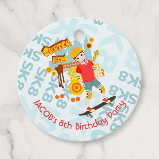 スケートパークおもしろいボーイバースデーパーティー フェイバータグ (正面)