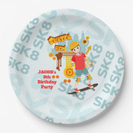スケートパークおもしろいボーイバースデーパーティー ペーパープレート